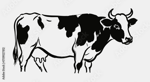 Minimalist dairy cow head outline