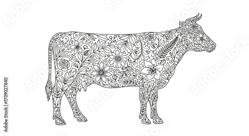 Minimalist dairy cow head outline