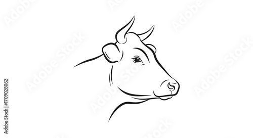 Minimalist dairy cow head outline