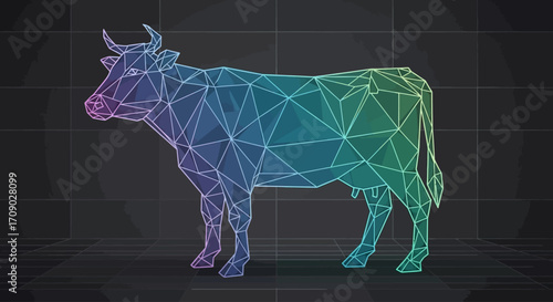 Abstract geometric line art cow silhouette