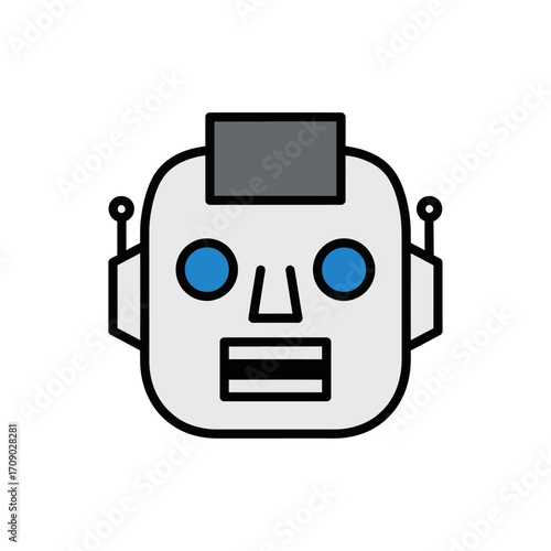 Cute Cartoon Robot Head Icon