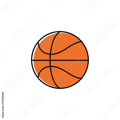 Orange Basketball Icon with Black Lines