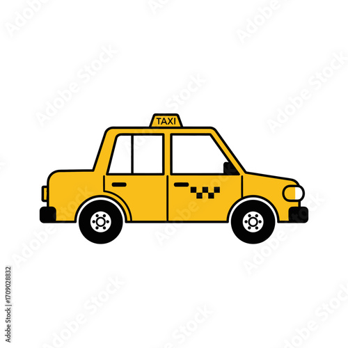 Yellow Taxi Car Icon with Taxi Sign