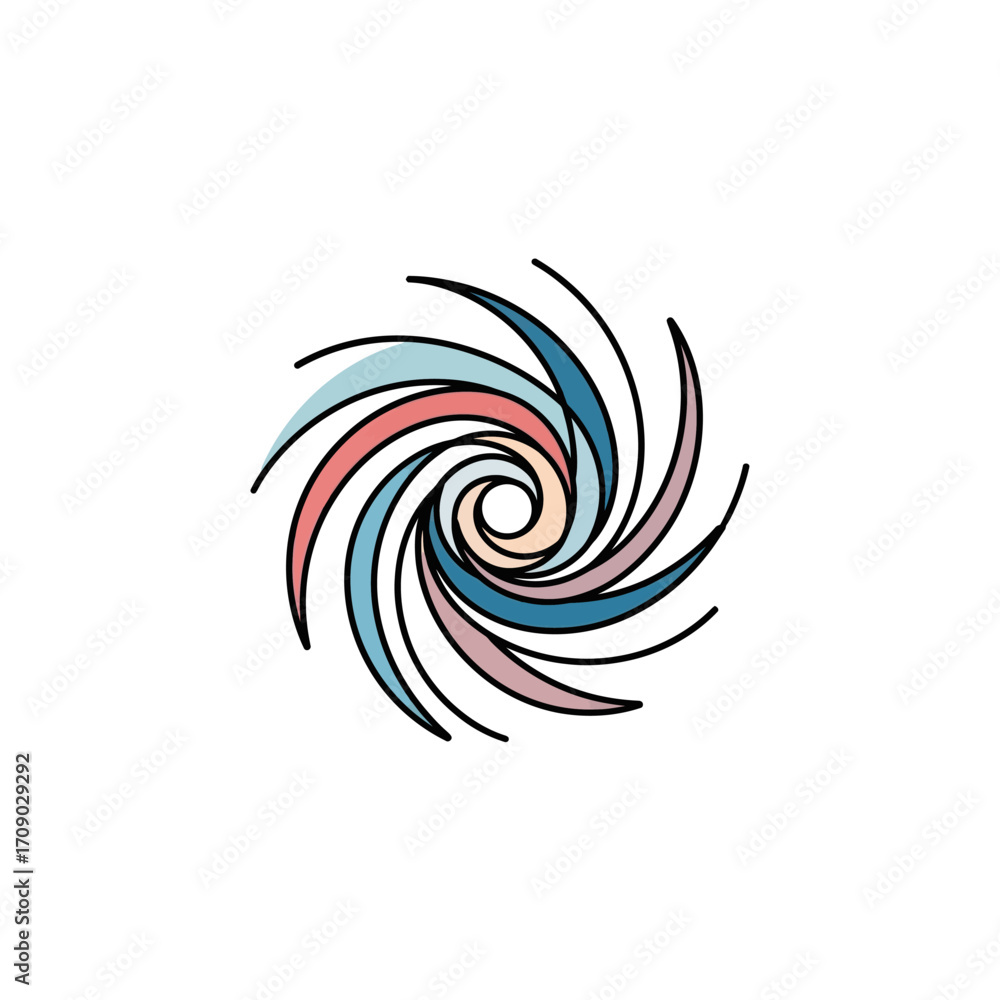 Obraz premium Colorful Abstract Swirl Design with Black Outlines