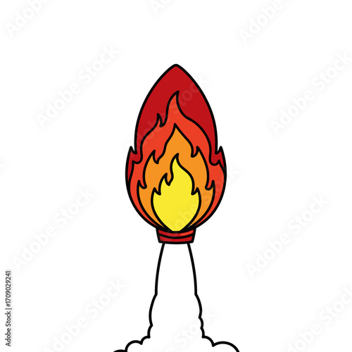 Cartoon Flame with Red, Orange, and Yellow Colors