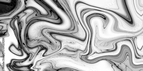 Abstract black & gray silk and liquid marble background. Trendy dark liquid marble style. Elegant background with gray smooth material Textile texture. Satin fabric with gentle curves