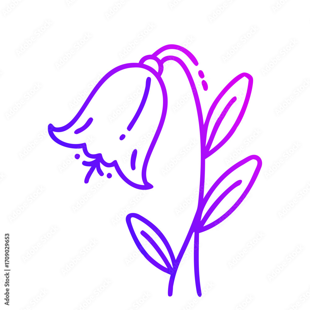 Obraz premium A captivating illustration of a vibrant flower, delicately drawn with flowing lines and a gradient color scheme.