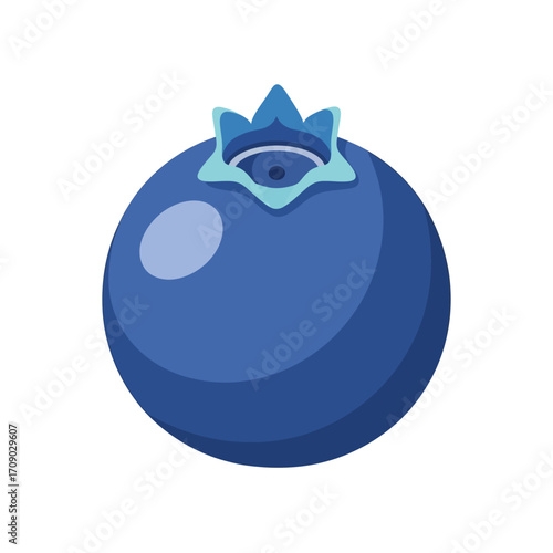 Stylized Illustration of a Single Blueberry Fruit