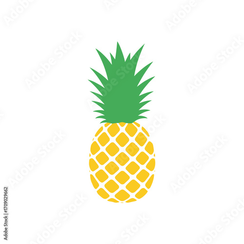 Simple Pineapple Illustration with Green Leaves and Yellow Body