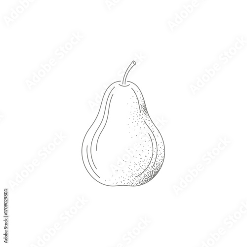 Stippled Line Art Illustration of a Single Pear