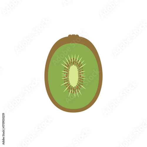 Vector Illustration of a Freshly Sliced Kiwi Fruit