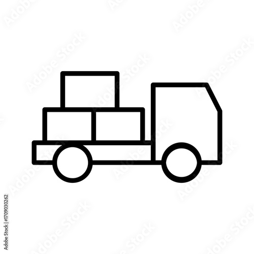 Simple cargo icon showing a shipping box or freight container with clean lines. Minimalist vector design for logistics, delivery, shipping, transportation, warehouse, and export import themes. Modern 