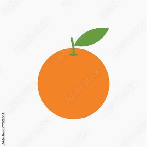 Orange fruit with stem and leaf illustration