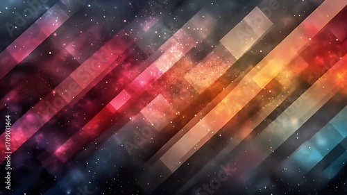 Abstract space-like design with diagonal lines and colors