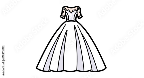 Elegant Ball Gown Wedding Dress Design, Lace Bodice, Full Skirt