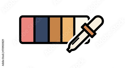 Color Palette with Pipette Icon Illustration for Design and Cosmetics