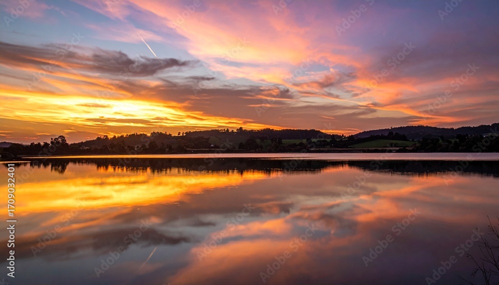 Obraz premium sunset view on the lake