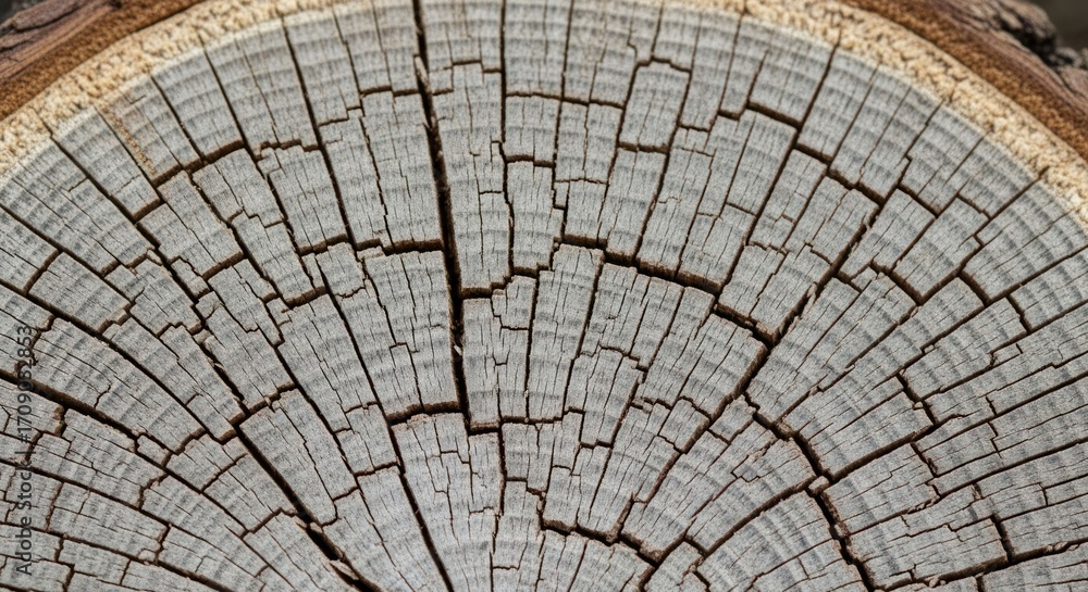 Fototapeta premium Close-up of a weathered tree trunk cross-section (1)