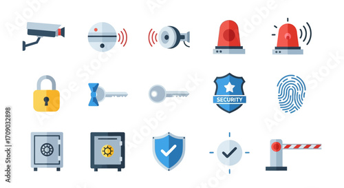 Collection of Flat Security System Icons