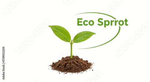 Young Plant Sprout Growing in Brown Soil.