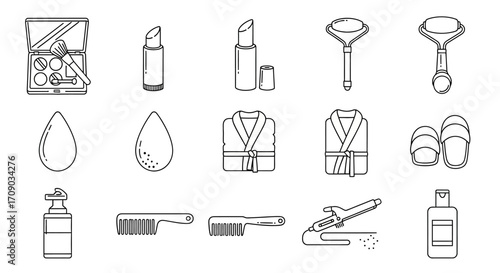 Line Art Icons of Beauty and Spa Products