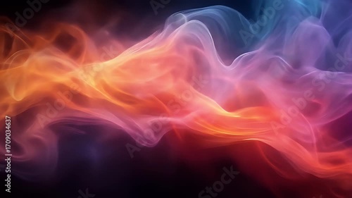 Abstract swirling smoke patterns in vibrant hues