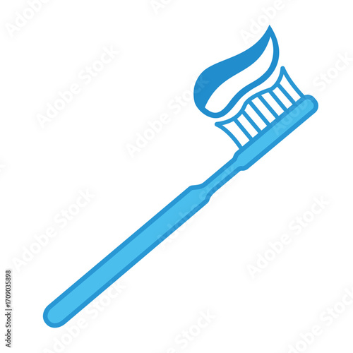 A toothbrush with toothpaste on the bristles, symbolizing oral hygiene and dental care