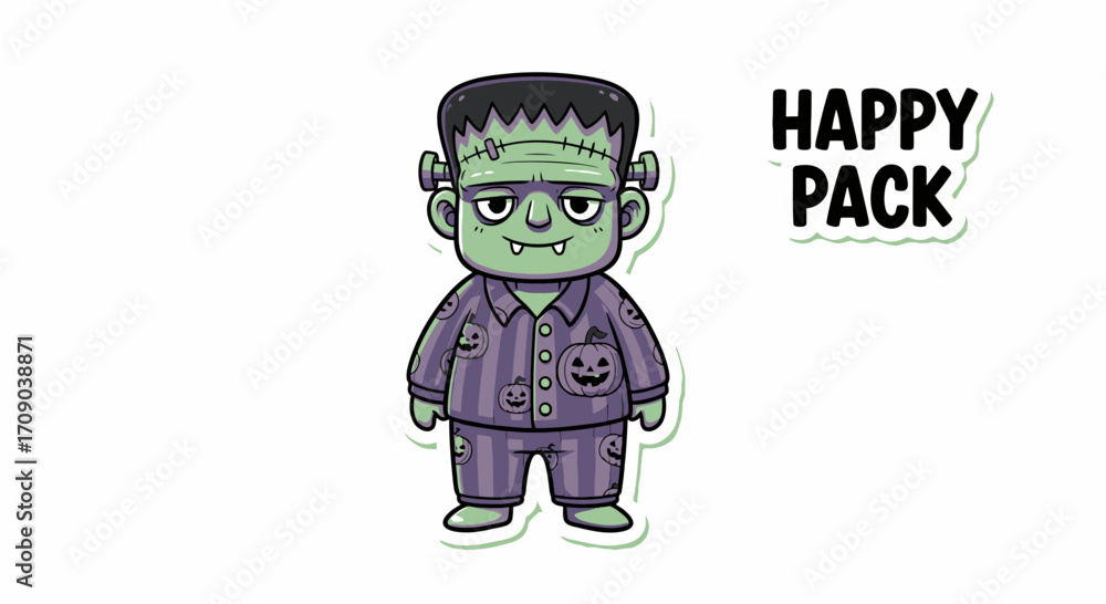 Fototapeta premium Cute Frankenstein Monster Character for Halloween.