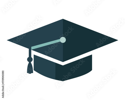A dark graduation cap with a light tassel, symbolizing academic achievement, success, and higher education