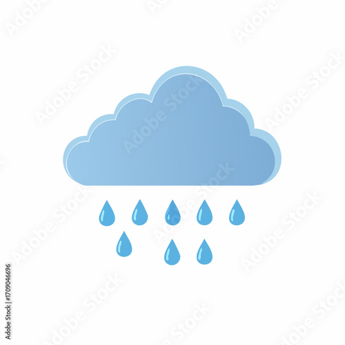 A weather icon illustrating cloud computing concepts with a network rain cloud symbol on a blue sky background