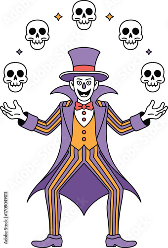 Juggler with skulls and stars circus performer