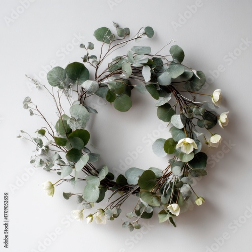 A Winter Wreath With A Minimalist Eucalyptus And Hellebore Design