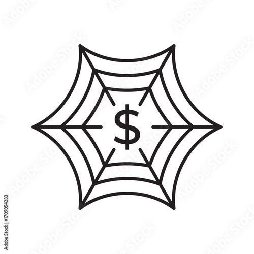 Hedge fund management icon vector with dollar in web. Perfect for finance, investment, portfolio strategy, alternative assets, risk management, wealth funds, private equity, and financial advisory.