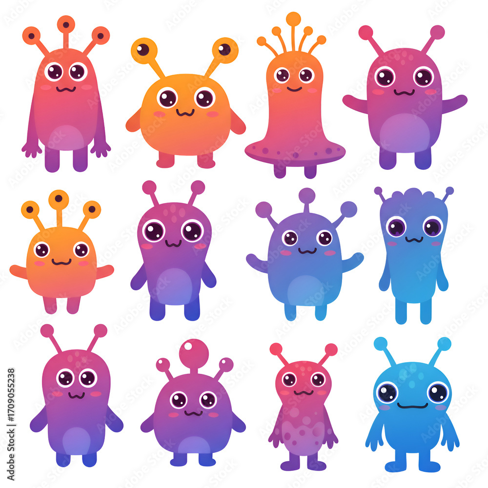 Fototapeta premium Gradient Alien Characters