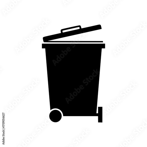 illustration of a wheeled trash bin container for waste management and recycling.