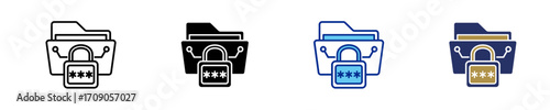 Data Encryption  Icon Set Multiple Style Collection