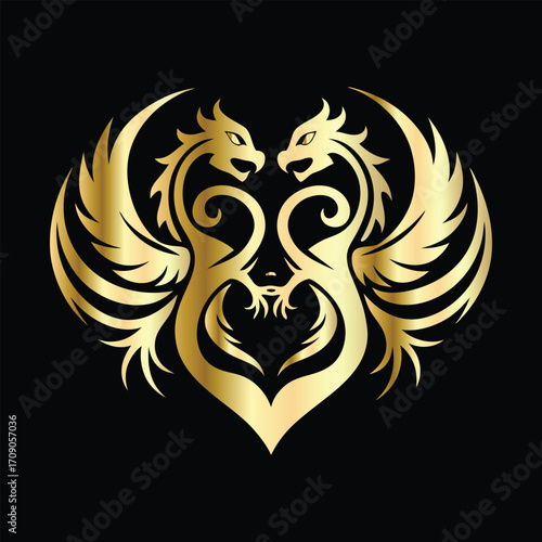 
phoenix head logo design vector template. Luxury heraldic phoenix symbol. Phoenix Bird Wings Logo Design Template.