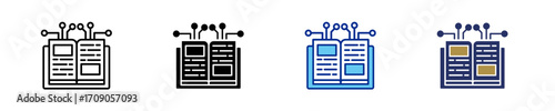 Digital Book  Icon Set Multiple Style Collection