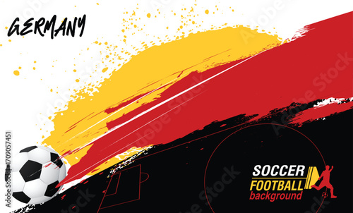 Football or soccer abstract background from paint brushes.  Soccer Template design, soccer banner template , Germany flag, Brush texture grunge, football cup.eps10