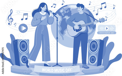 Vibrant duo celebrates global music day with live performance and digital sound waves