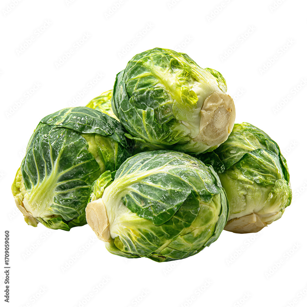 Fototapeta premium Fresh brussels sprouts cluster, vibrant green