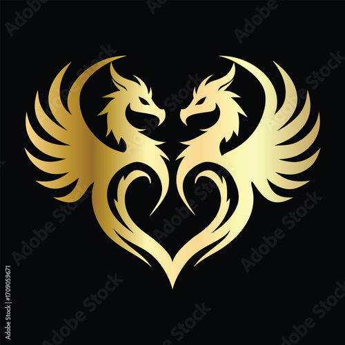 
phoenix head logo design vector template. Luxury heraldic phoenix symbol. Phoenix Bird Wings Logo Design Template.