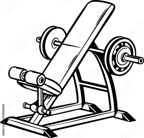 Gym exercise bench with weights illustration
