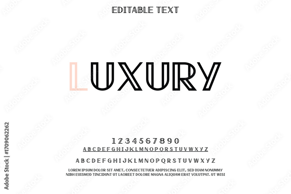 Fototapeta premium Elegant luxury font sample with numbers and symbols