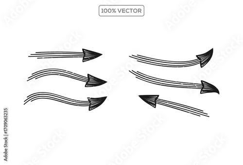 Ink Brush Arrows  Messy Hand Drawn Vector Direction Elements