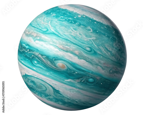 Teal and White Gas Giant Planet in Deep Space Exploration