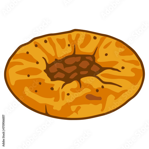 Ftira Malta traditional bread flat color vector illustration template design