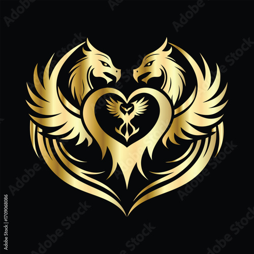 
phoenix head logo design vector template. Luxury heraldic phoenix symbol. Phoenix Bird Wings Logo Design Template.