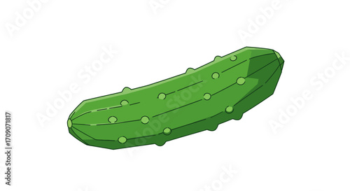 Cartoon Illustration of a Green Pickled Cucumber.