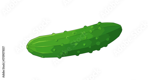 Cartoon Style Green Cucumber with Bumps.